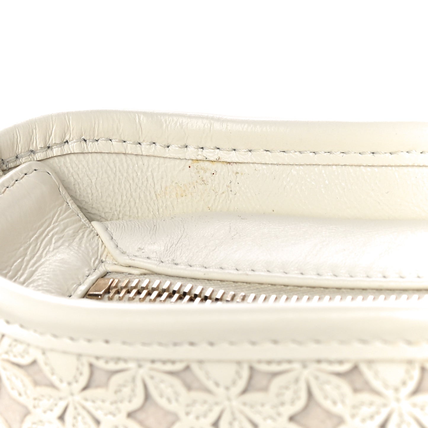 Calfskin Wool Felt Embossed Small Gabrielle Logo Hobo White