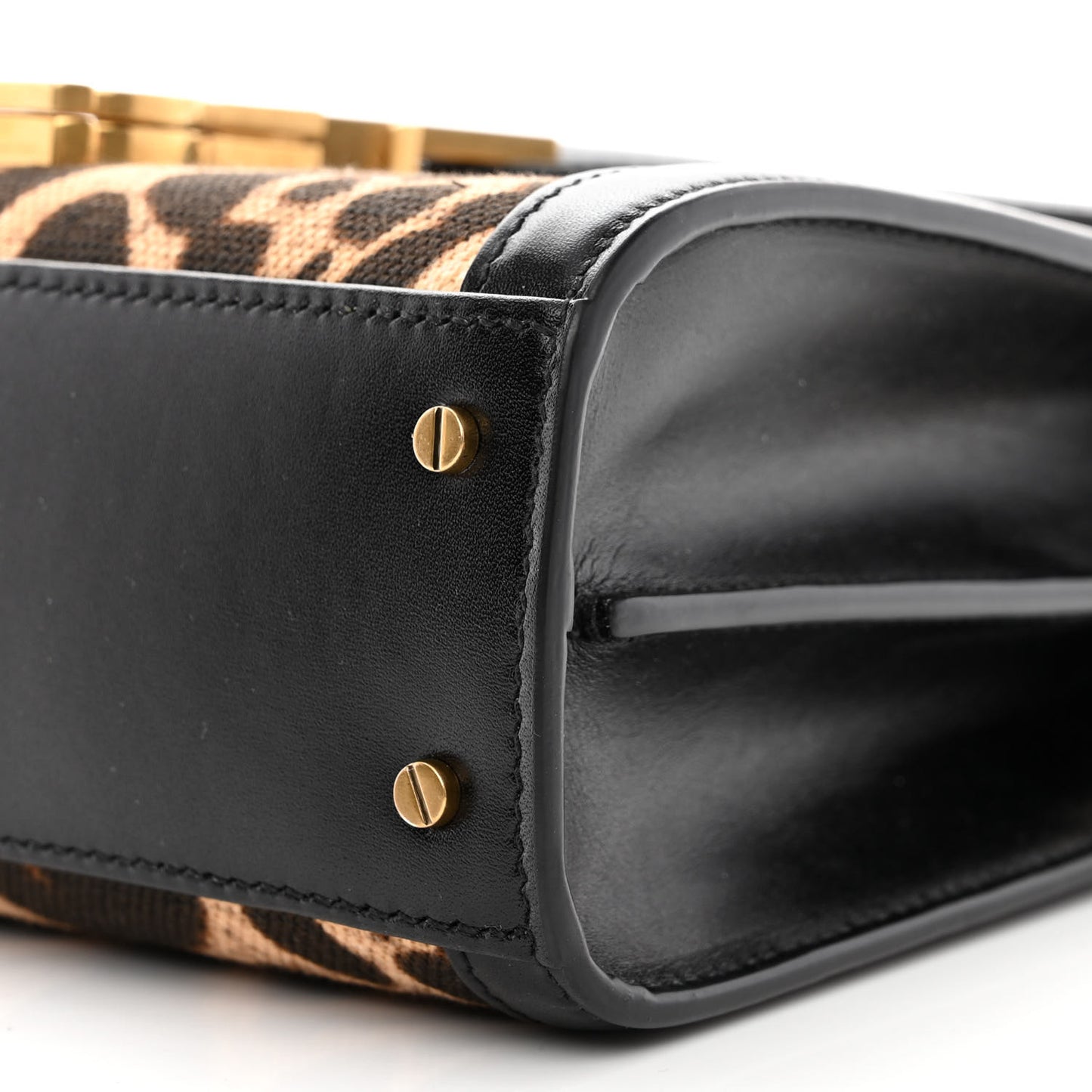 Canvas Leopard Print Mini Classic Monogram Cassandra Top Handle Black
