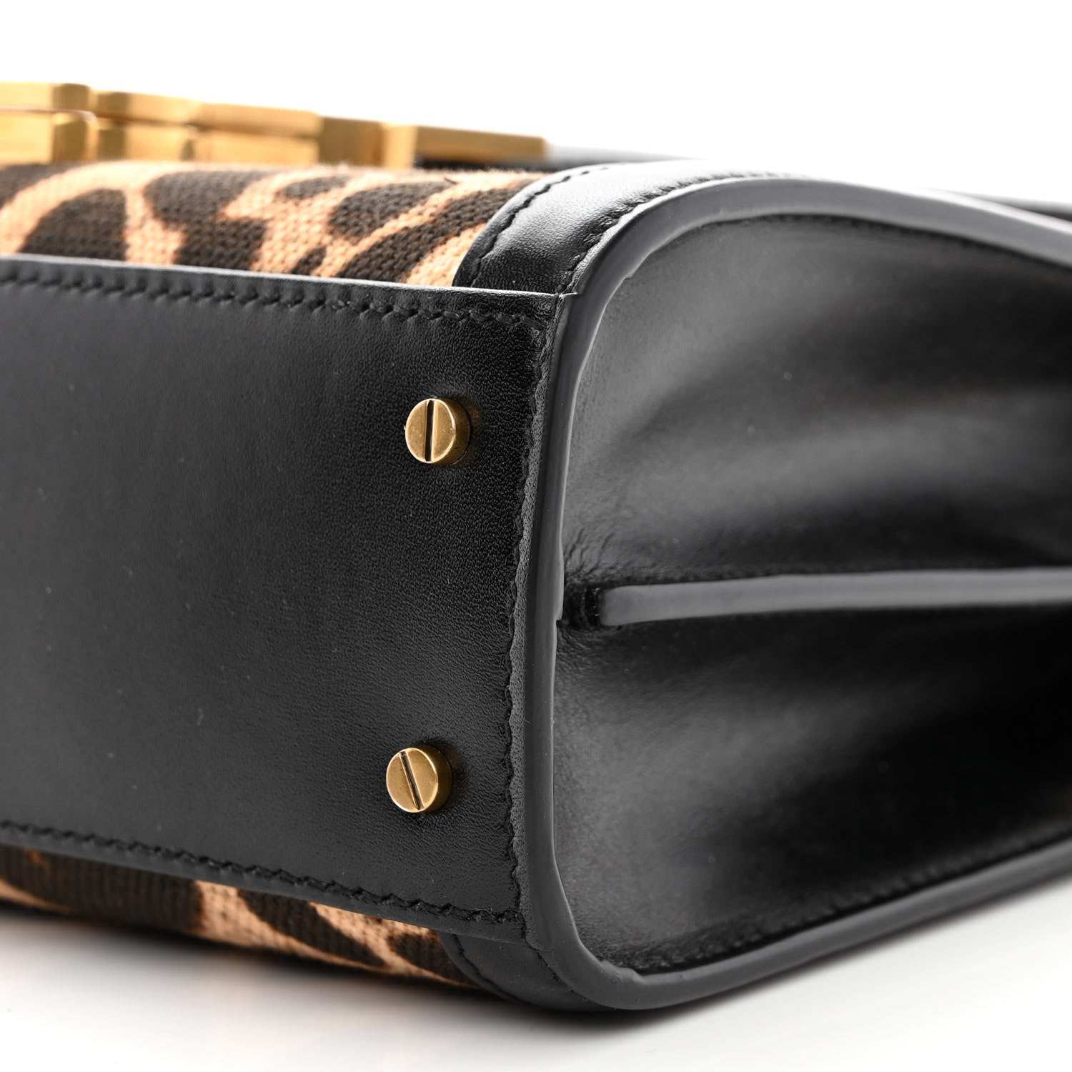 Saint Laurent Canvas Leopard Print Mini Classic Monogram Cassandra Top Handle Black 11 of 11