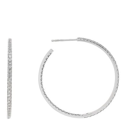Roberto Coin 18K White Gold Diamond Extra Large Inside Outside Hoop Earrings 1 of 5