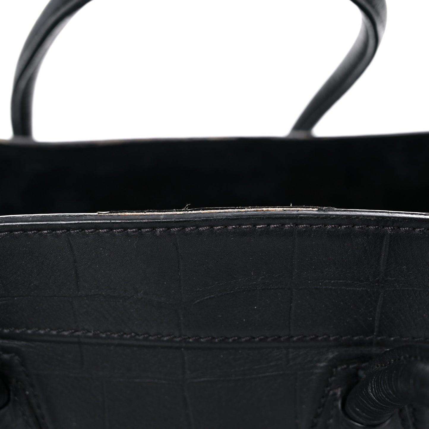 Crocodile Embossed Calfskin Large Phantom Luggage Black