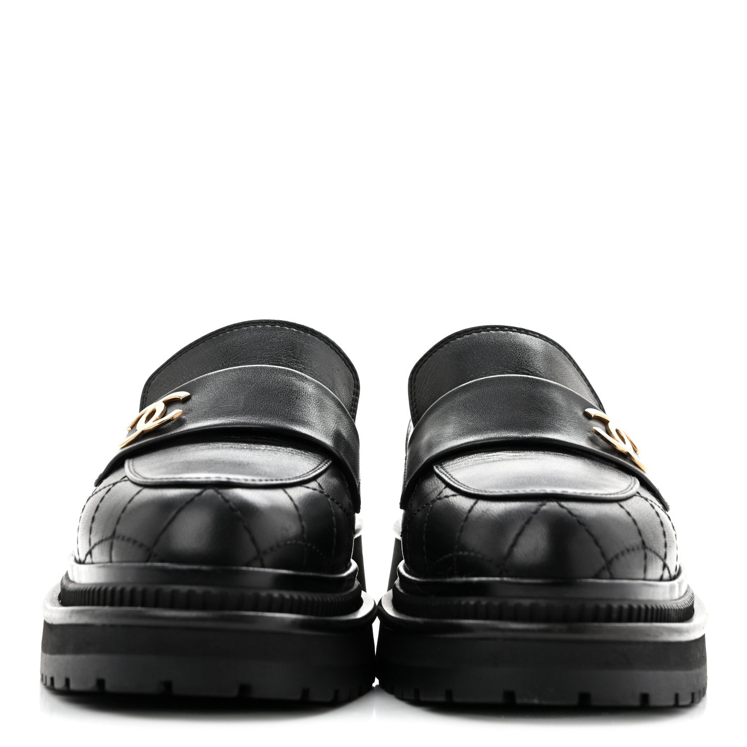 Chanel Calfskin Quilted CC Mocassin Loafers 35 Black 3 of 12