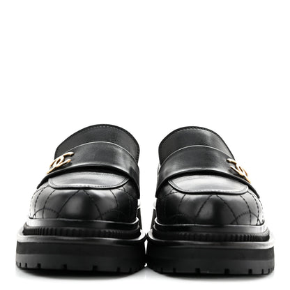 Chanel Calfskin Quilted CC Mocassin Loafers 35 Black 3 of 12