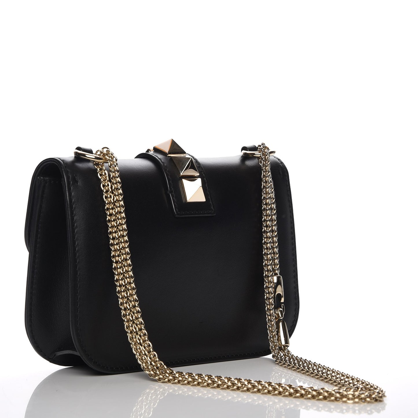 Vitello Small Glam Lock Rockstud Flap Black