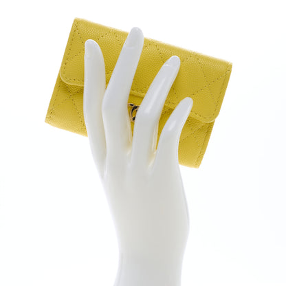 Chanel Caviar Quilted Classic 4 Key Holder Wallet Yellow 2 of 6