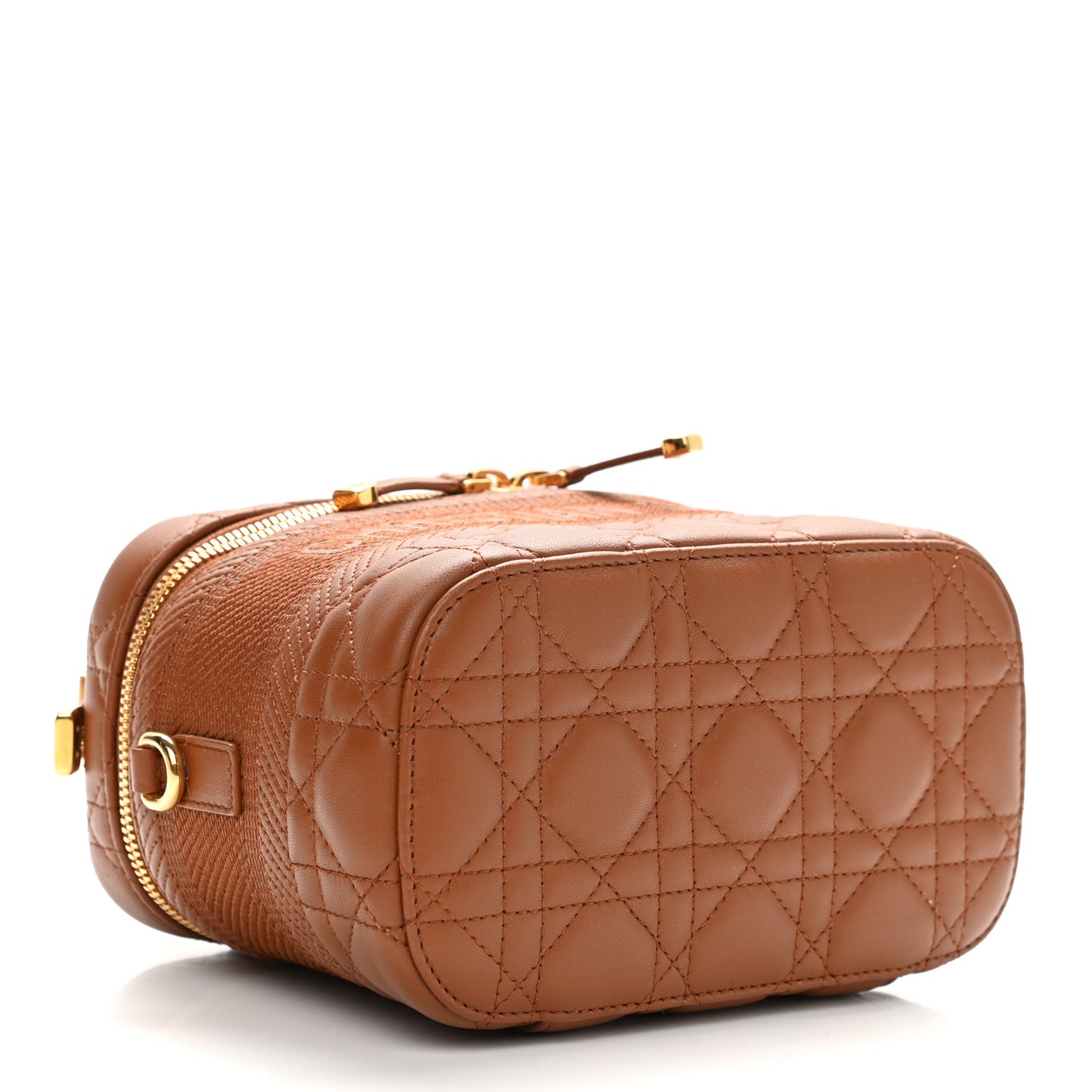 Lambskin Cannage Small Diortravel Vanity Case Cognac