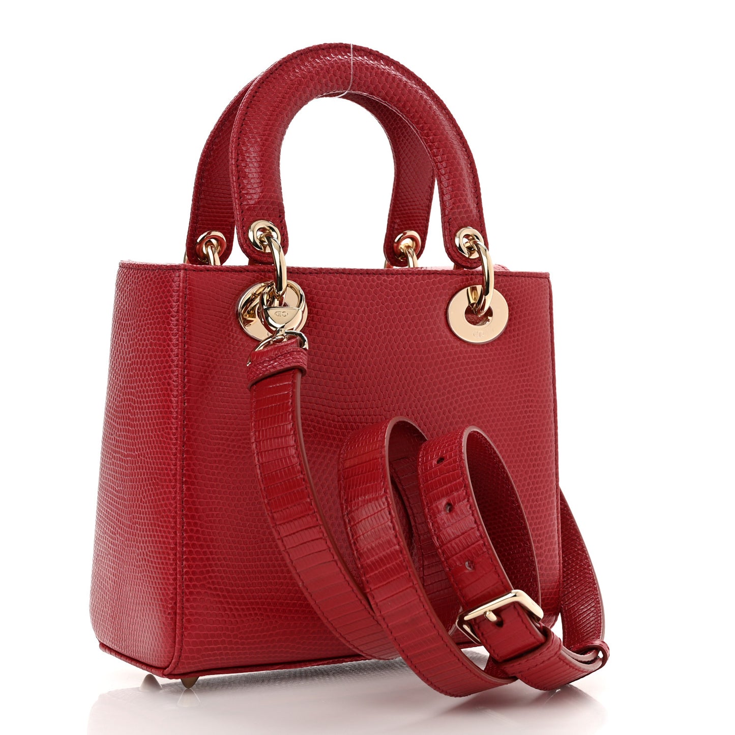 Lizard Small Lady Dior Cerise