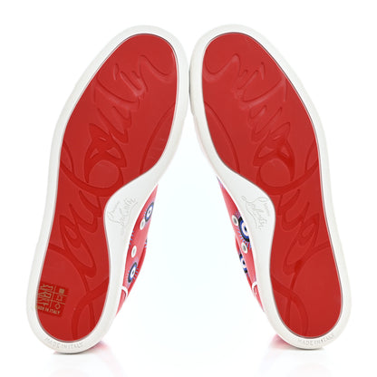 Christian Louboutin Crepe Satin Nappa Womens Vieira Orlato Flat Sneakers 38 Bianco Multi 5 of 8
