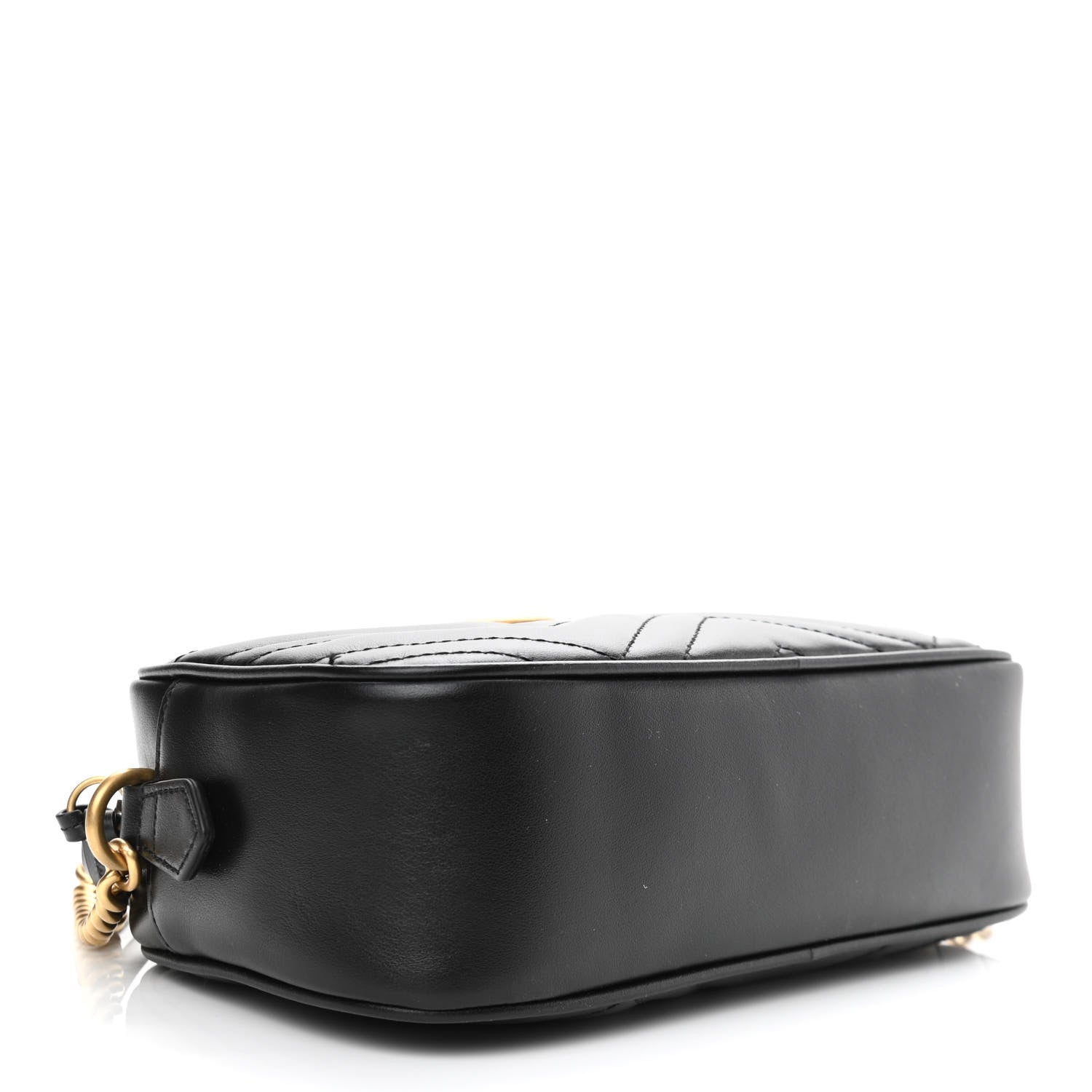 Gucci Calfskin Matelasse Small GG Marmont Chain Shoulder Bag Black 4 of 11