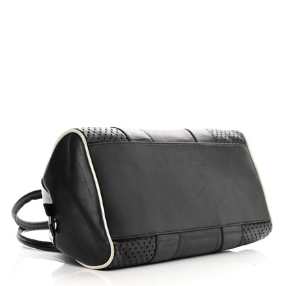 Prada Vitello Drive Perforated Bowling Bag Black 3 of 12