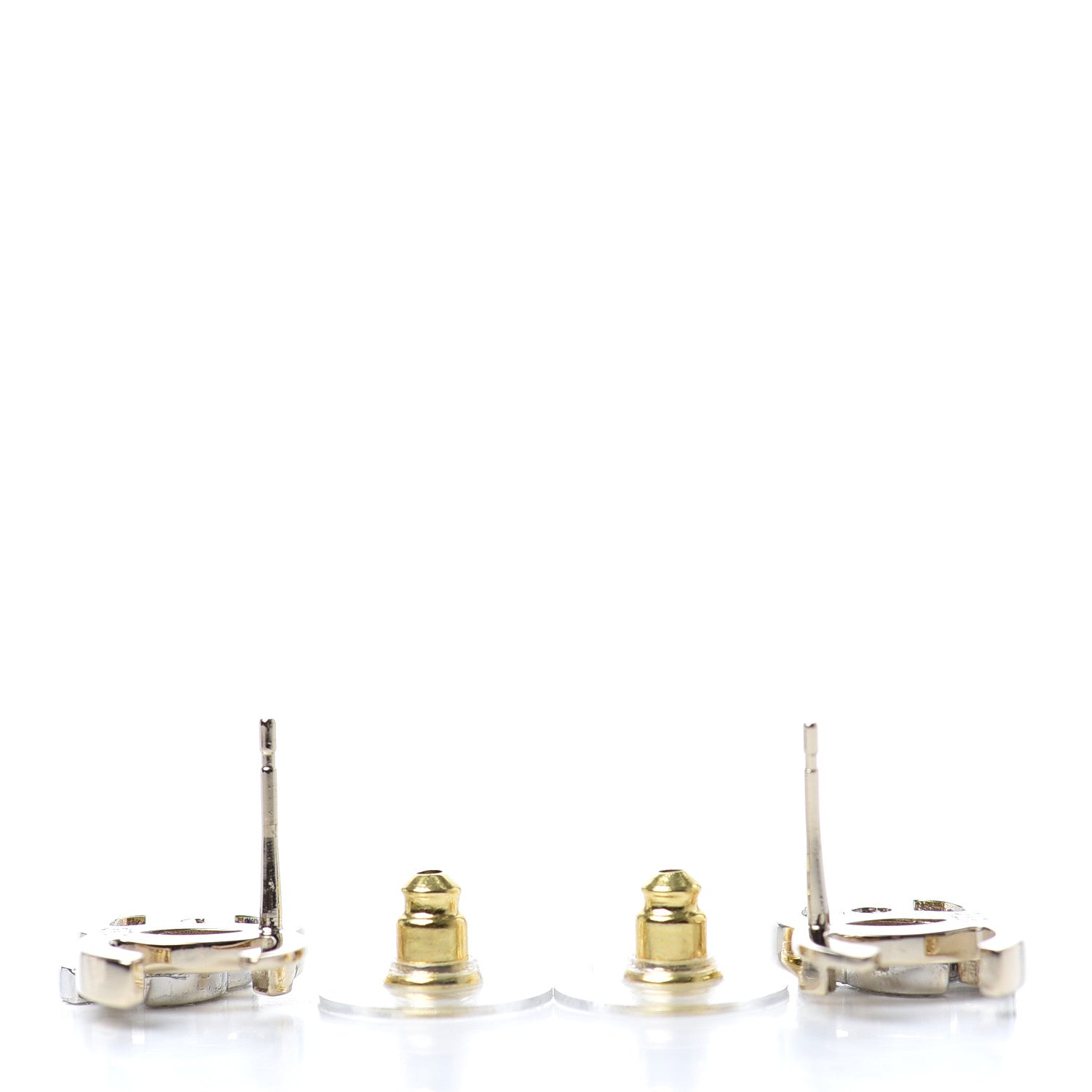 Chanel Crystal Double CC Earrings Gold Silver 3 of 4