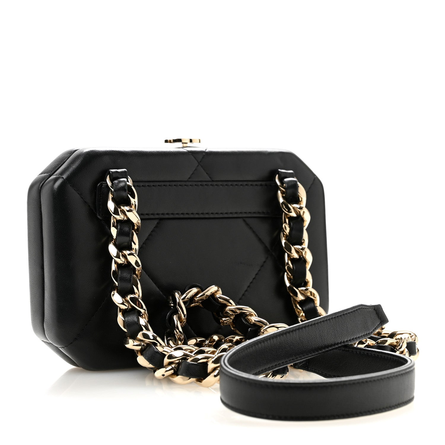 Chanel Lambskin Quilted Clutch With Chain Black 3 of 12