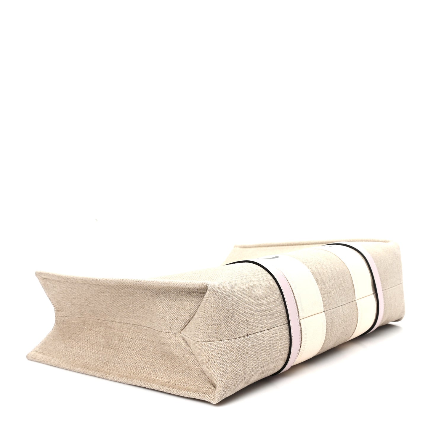 Linen Calfskin Large Woody Ribbon Tote Cement Pink