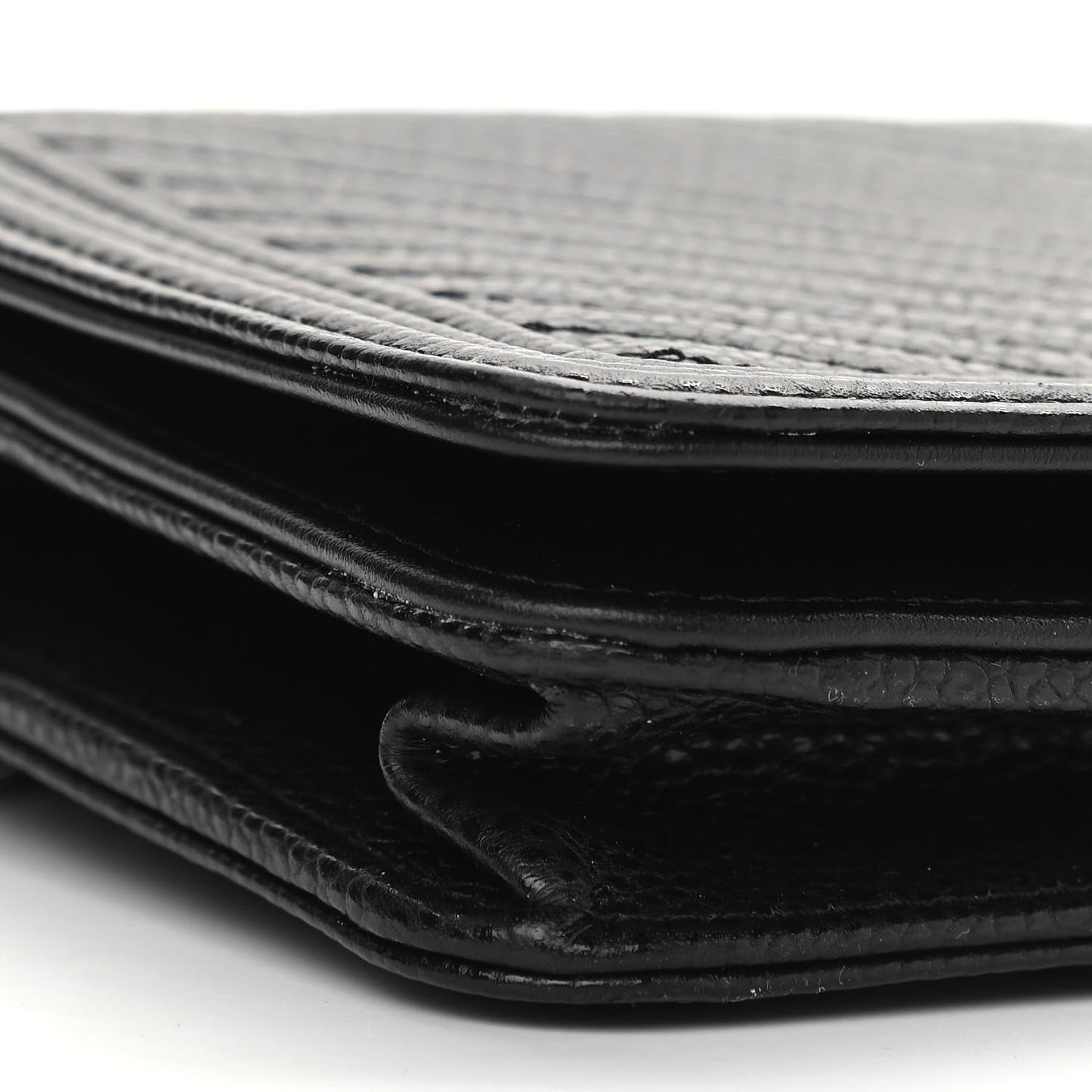 Caviar Chevron Quilted Boy Wallet On Chain WOC Black