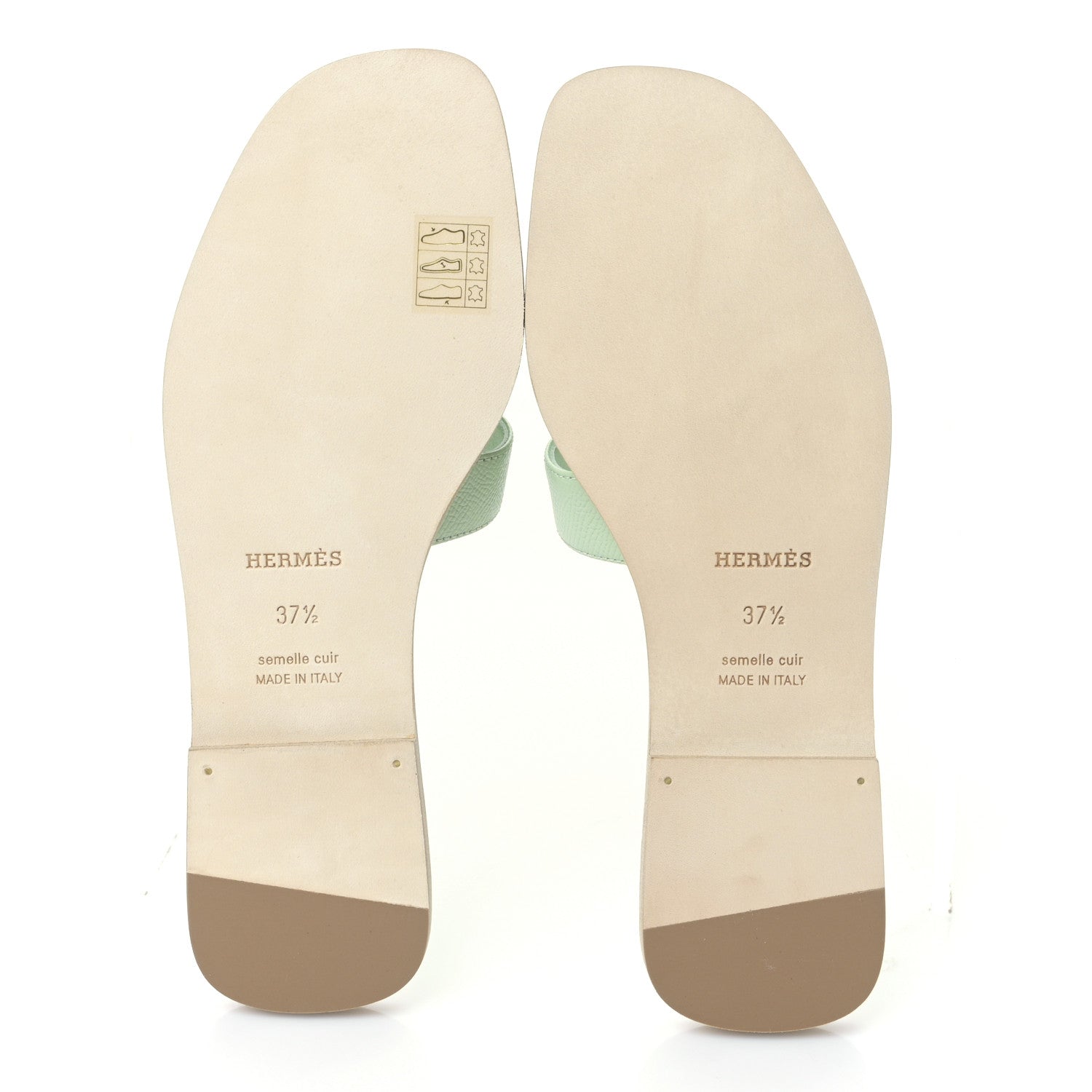 Hermes Epsom Oran Sandals 37.5 Vert Jade 5 of 8
