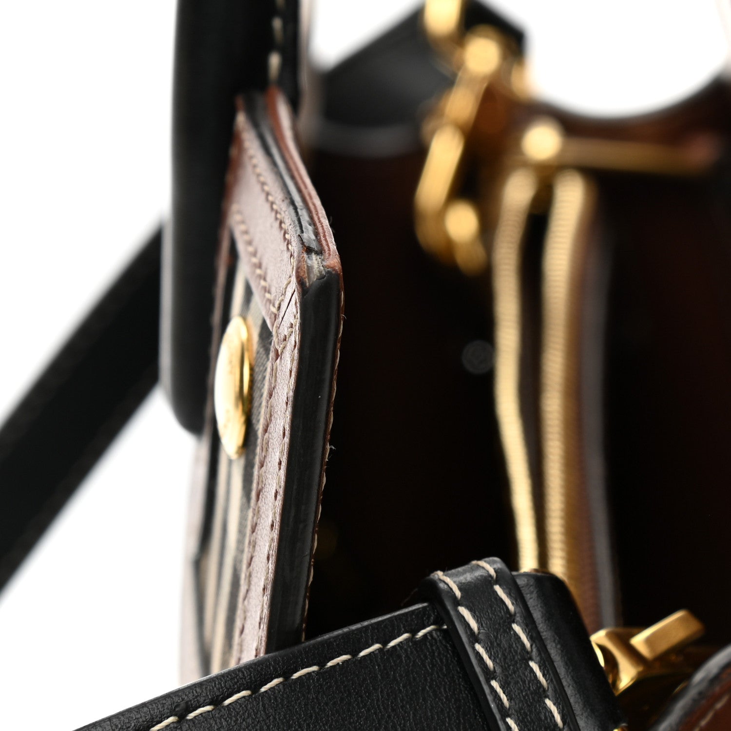 Burberry Calfskin Vintage Check Mini Two Handle Title Bag Black 9 of 10