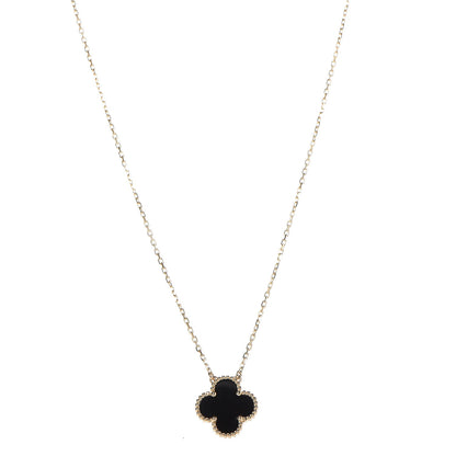 Van Cleef & Arpels 18K Yellow Gold Black Onyx Vintage Alhambra Pendant Necklace 1 of 6