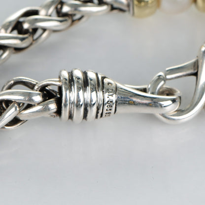David Yurman Sterling Silver 14K Yellow Gold Pearl 5mm Hampton Bracelet 5 of 5
