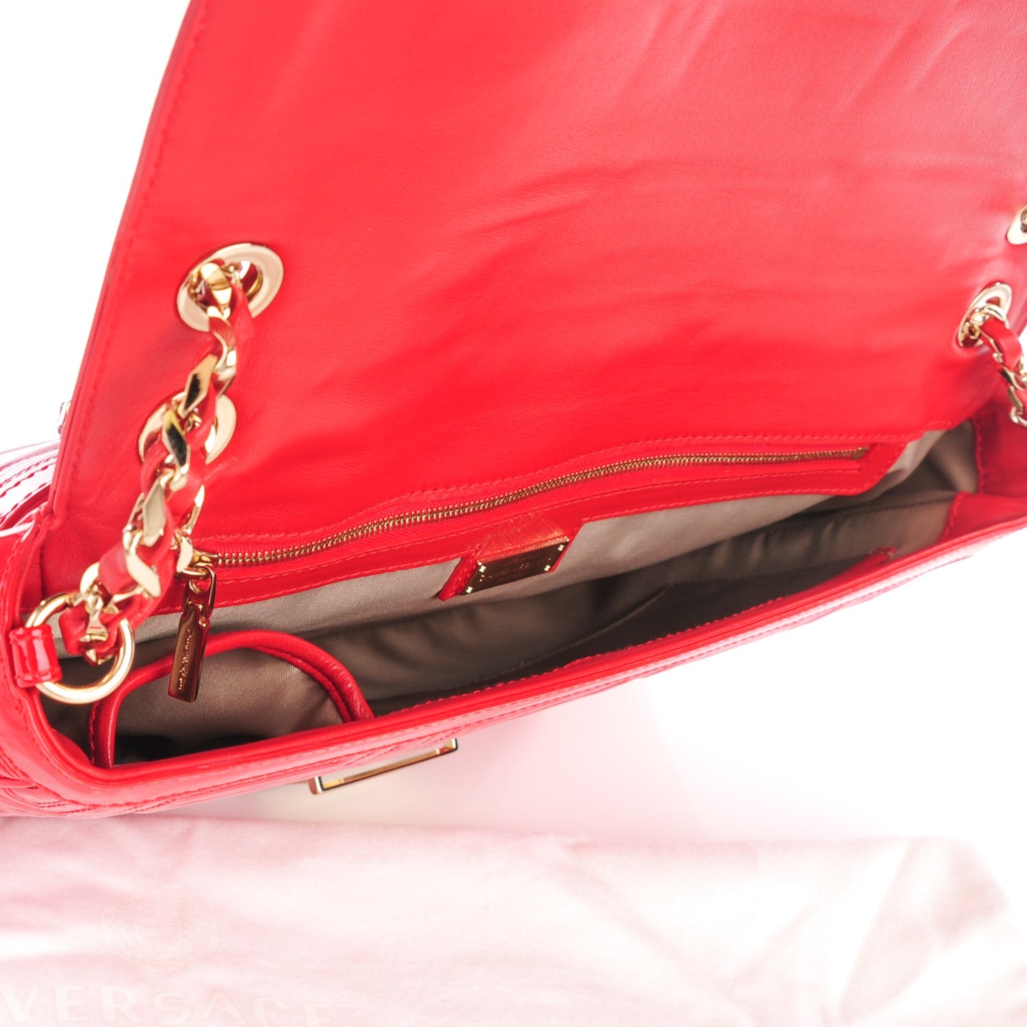 Versace Patent Borsa Couture Shoulder Bag Rosso 5 of 8