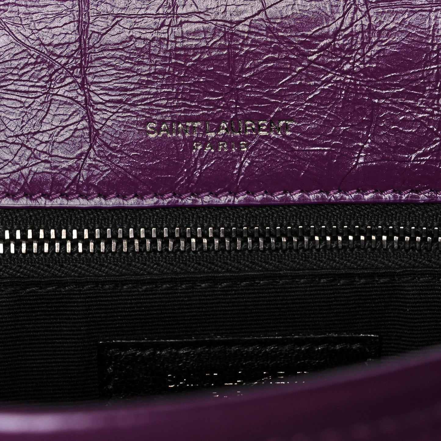 Crinkled Calfskin Matelasse Monogram Medium Niki Chain Satchel Plum