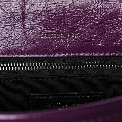 Saint Laurent Crinkled Calfskin Matelasse Monogram Medium Niki Chain Satchel Plum 8 of 12