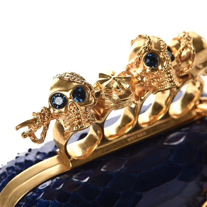 Alexander McQueen Python Knuckle Box Clutch Blue 8 of 11