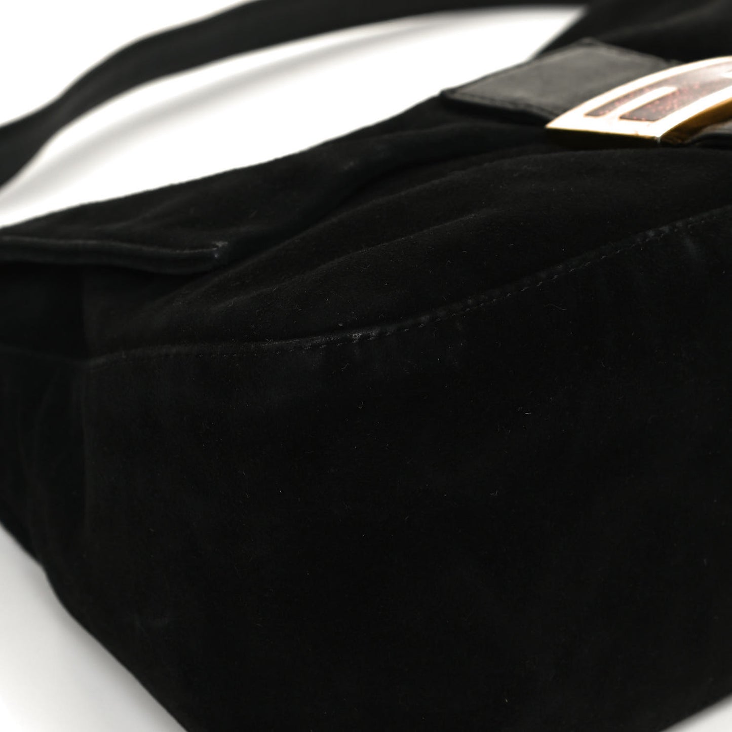 Suede Calfskin Mama Baguette Black