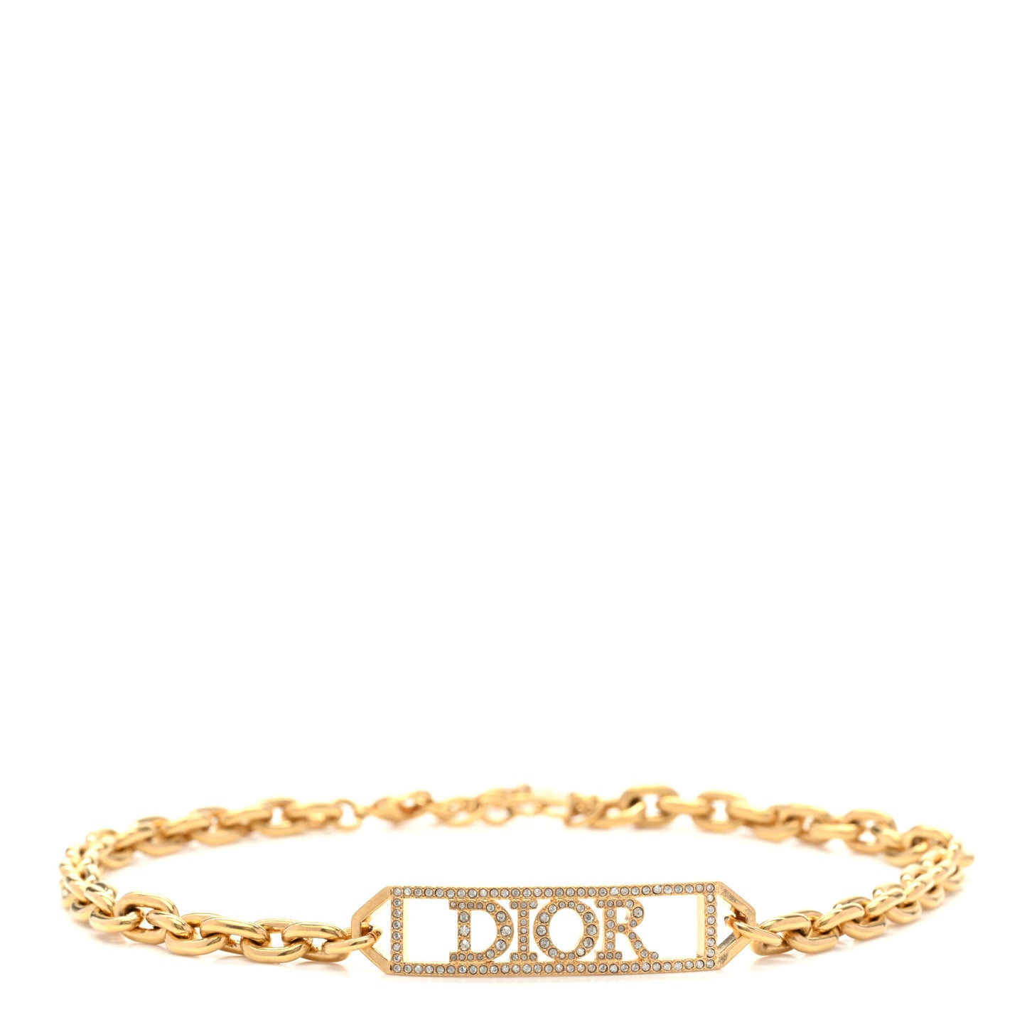 Metal Crystal Dio(r)evolution Choker Necklace Gold