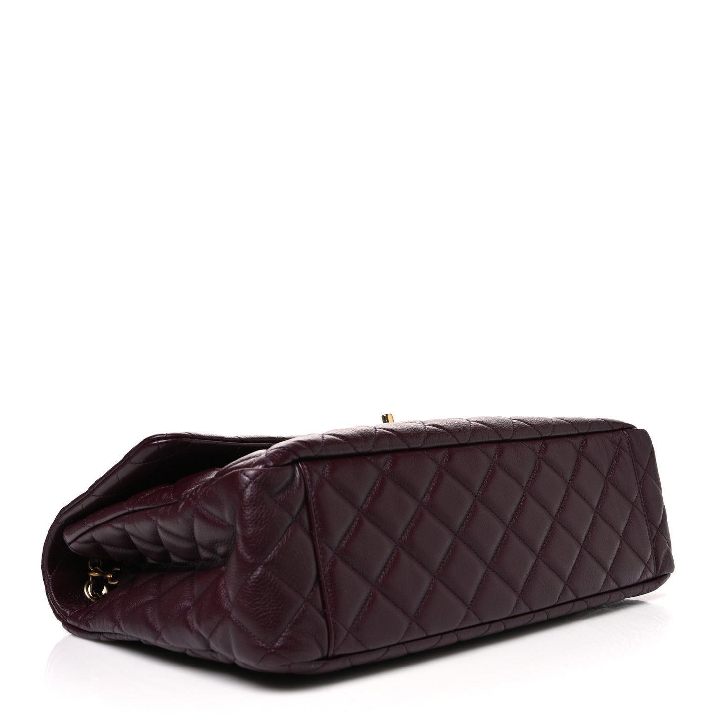 Grained Calfskin Quilted XXL Travel Flap Bag Burgundy