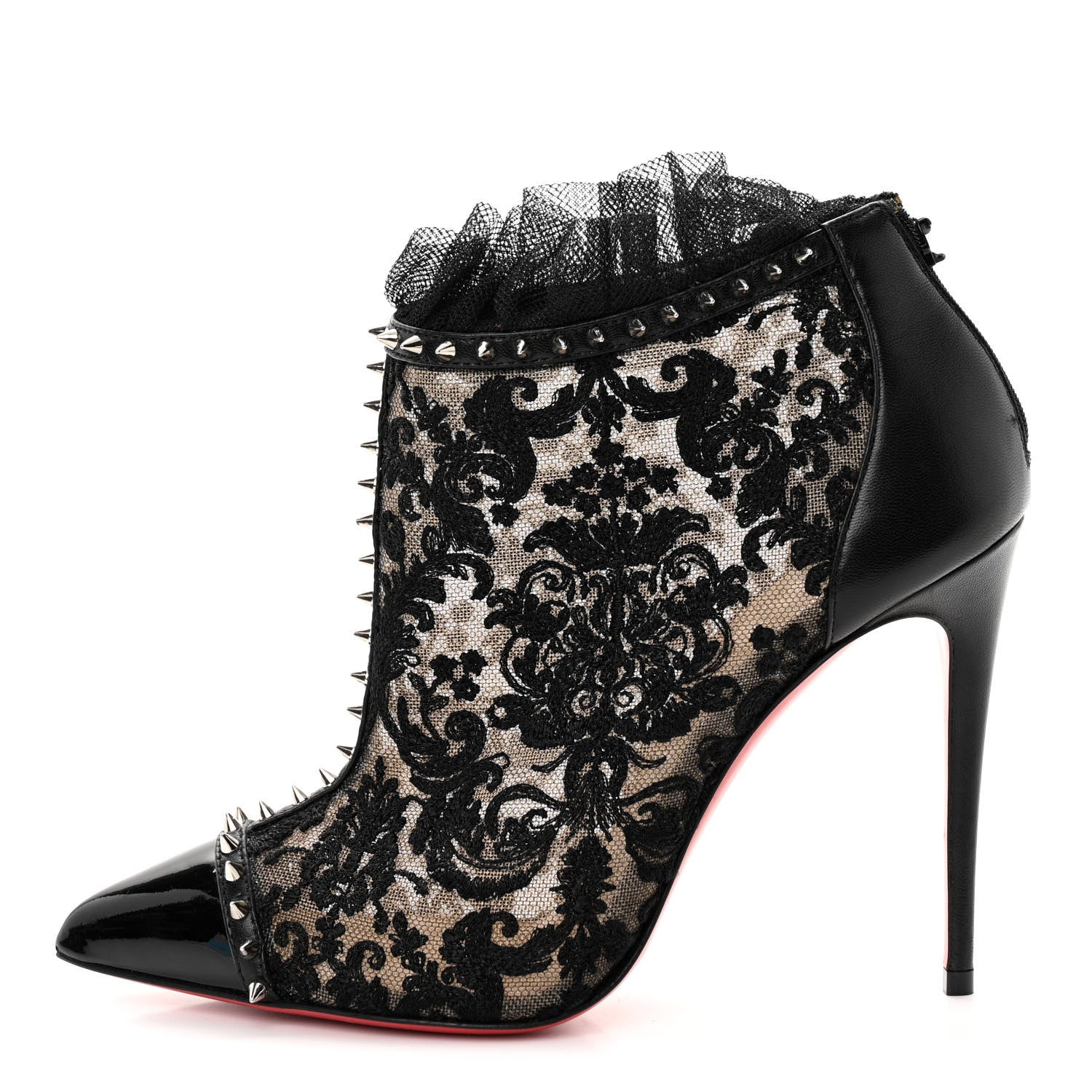 Christian Louboutin Lace Studded Pigalle 100 Booties 36 Black 1 of 10