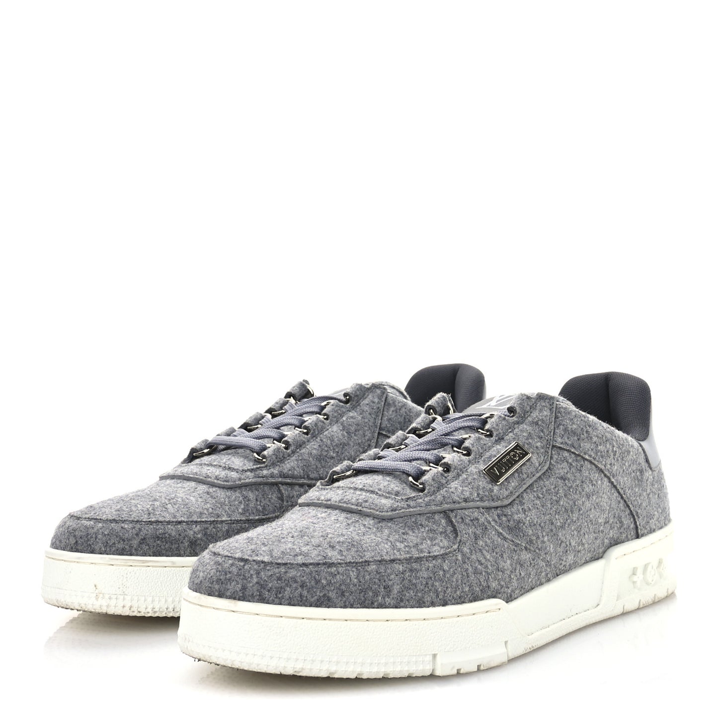 Wool Mens LV Trainer Sneakers 10 Grey
