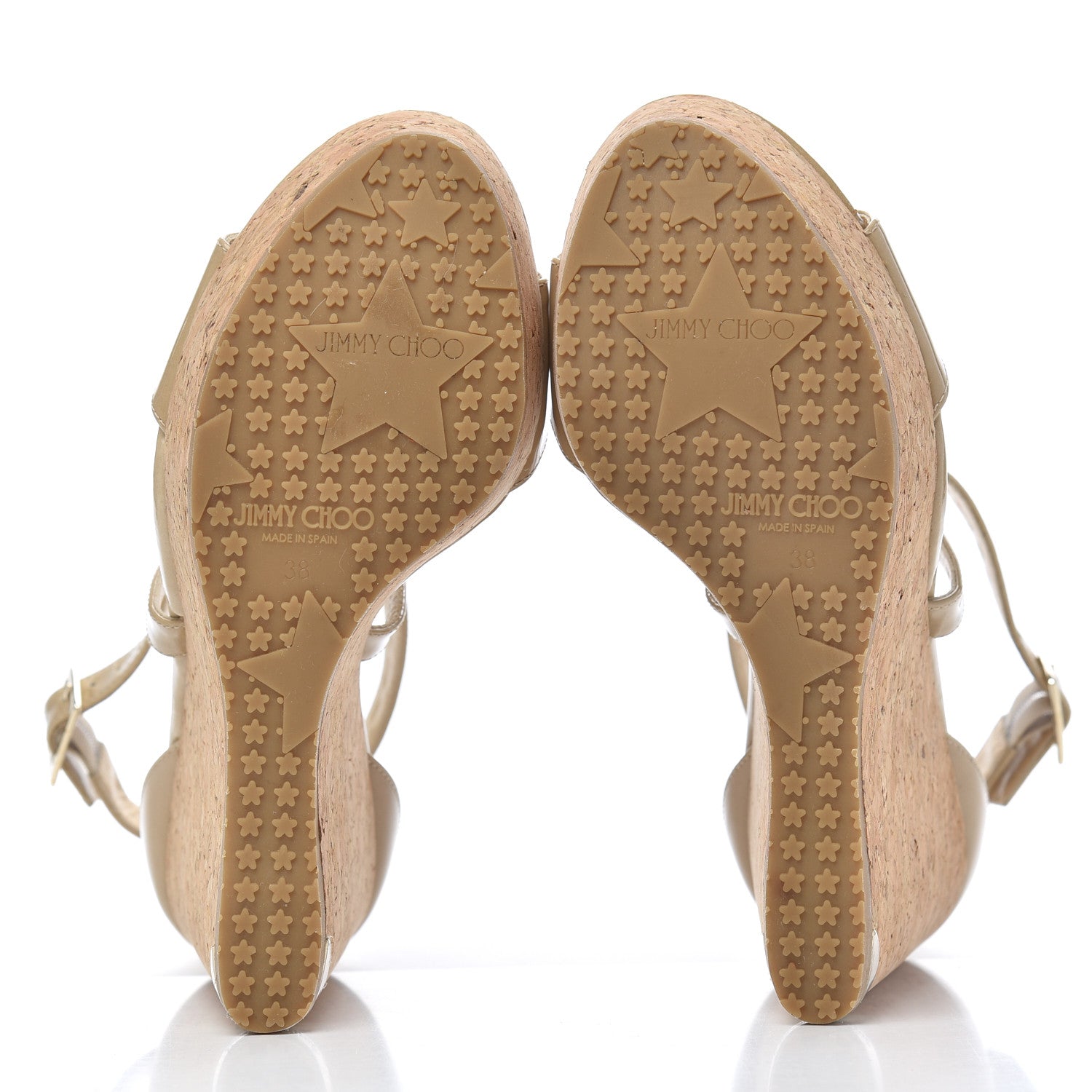 Jimmy Choo Patent Cork Portia 120 Wedge Sandals 38 Nude 5 of 23
