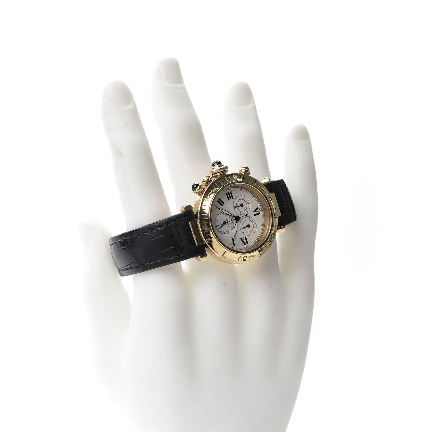 18K Yellow Gold Alligator 35mm Pasha C Chronograph Quartz Watch