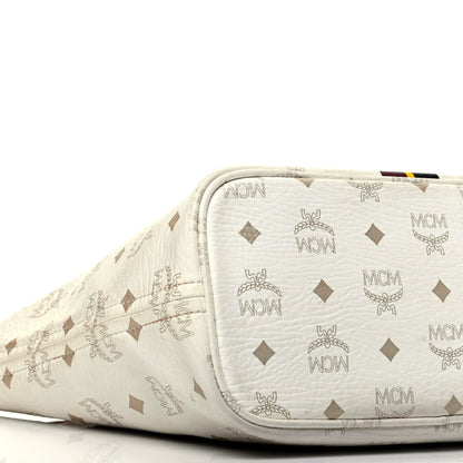 MCM Visetos Stirped Shopper Tote White 7 of 8