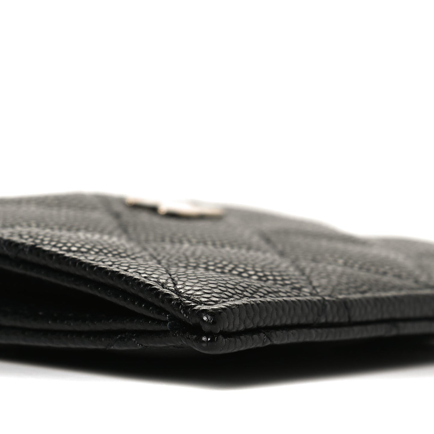 Caviar Quilted CC Zip Card Holder Black