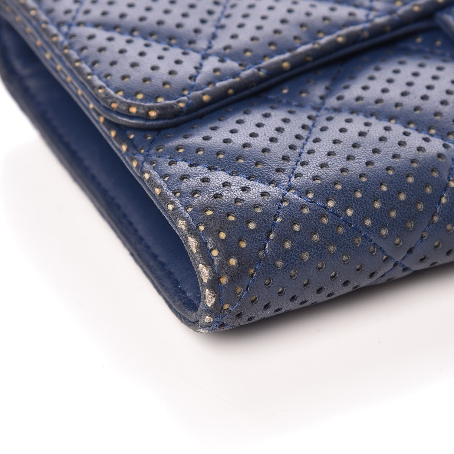 Chanel Perforated Lambskin Quilted Large Flap Wallet Blue 9 of 15