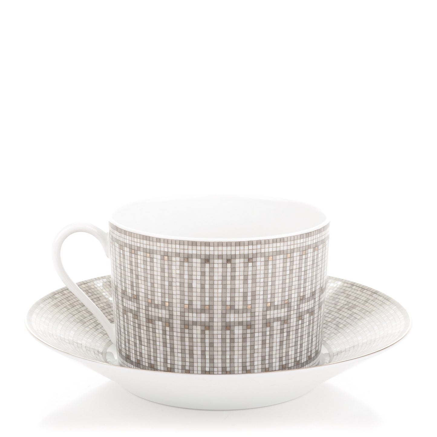 Porcelain Mosaique Au 24 Platine Breakfast Cup and Saucer