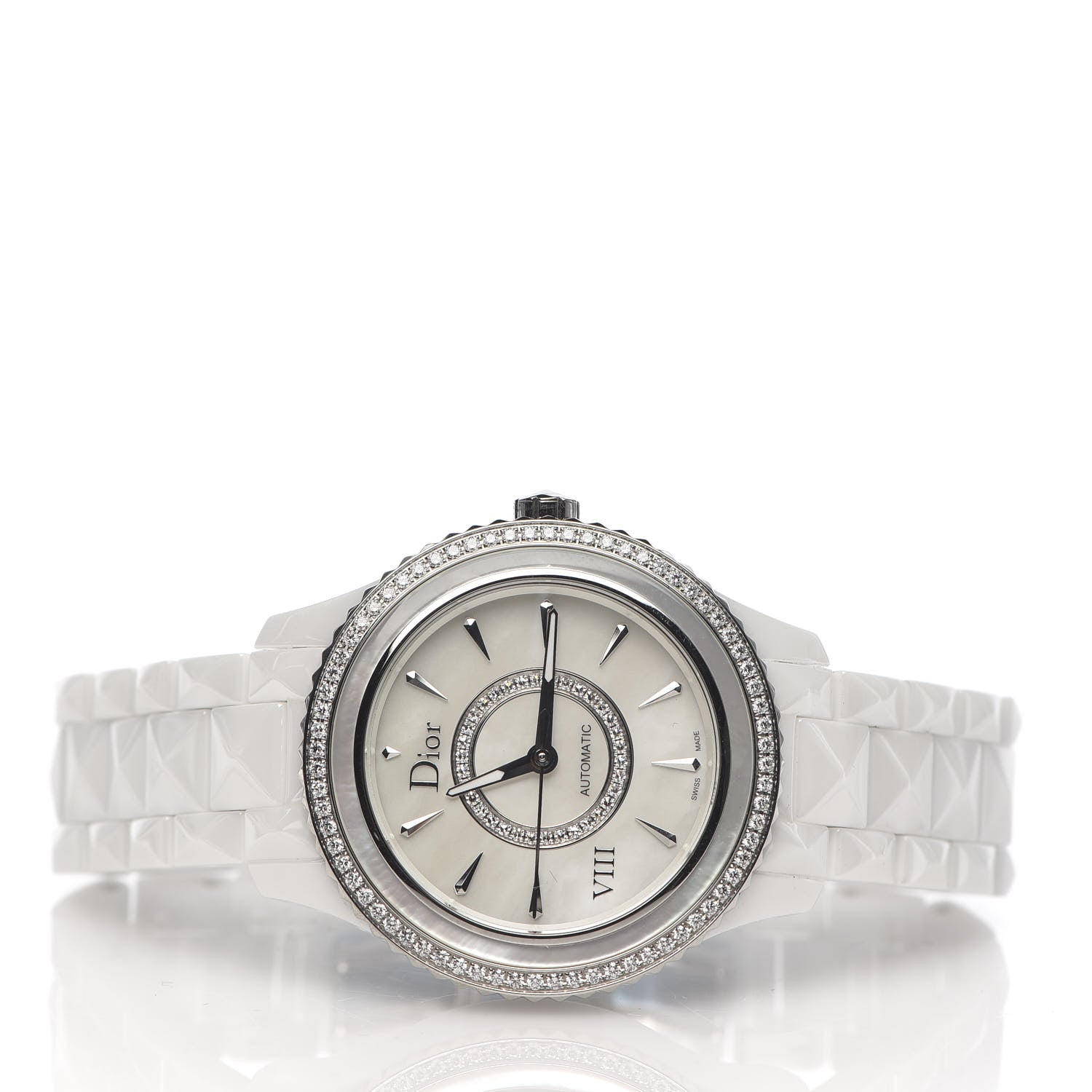 Christian Dior Stainless Steel Ceramic Diamond Bezel Mother of Pearl 38mm Dior VIII Automatic Watch White 2 of 7