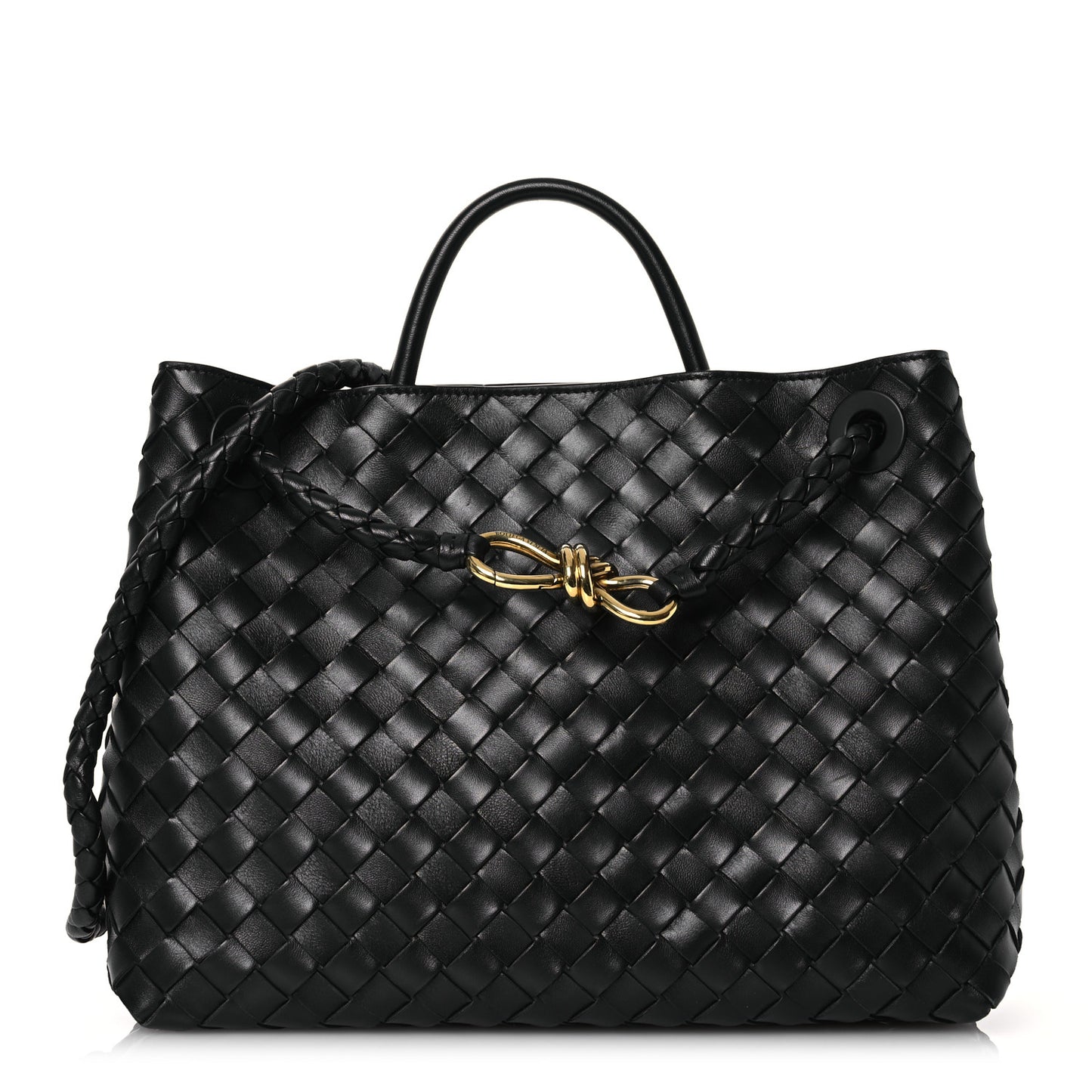 Nappa Intrecciato Medium Andiamo Shoulder Bag Black