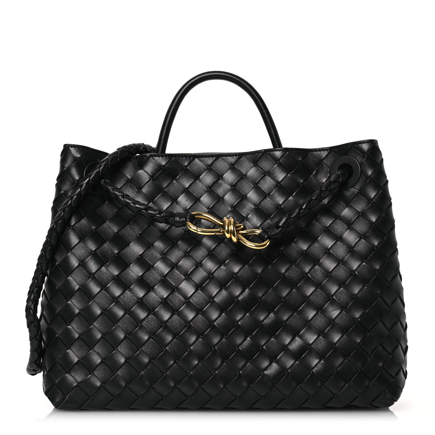 Bottega Veneta Nappa Intrecciato Medium Andiamo Shoulder Bag Black 1 of 13