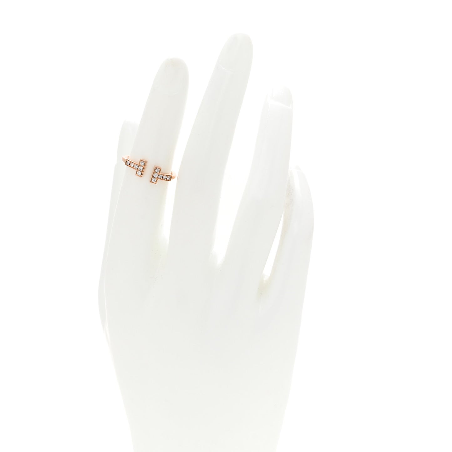 18K Rose Gold Diamond T Wire Ring 49 5