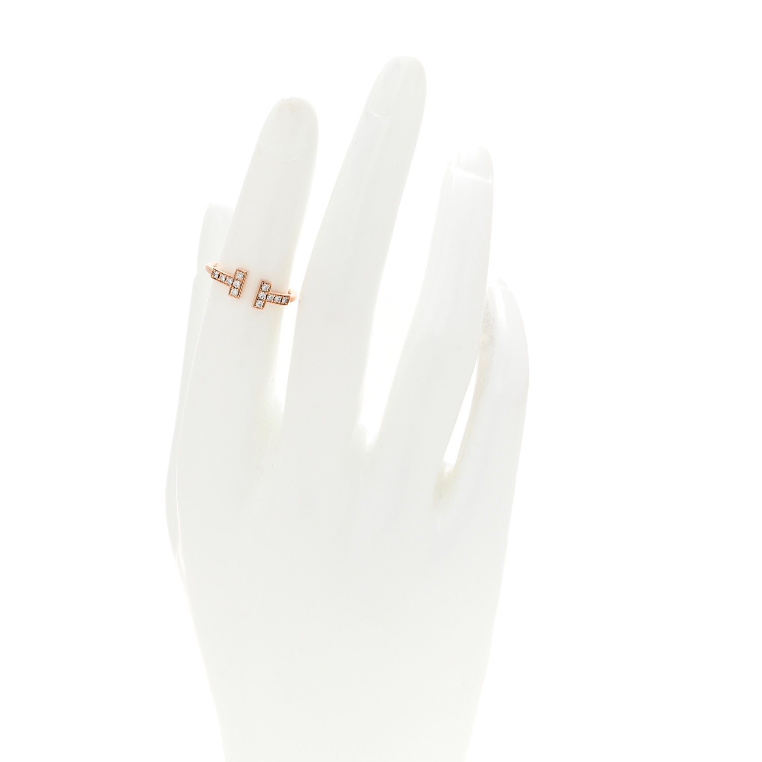 Tiffany 18K Rose Gold Diamond T Wire Ring 49 5 3 of 5