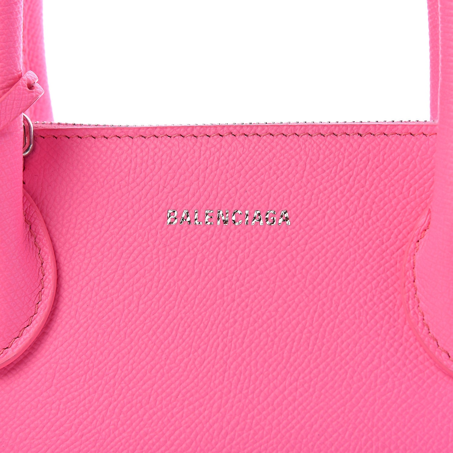 Balenciaga Signature Grained Calfskin Logo S Ville Top Handle Bag Acid Pink Black 9 of 9