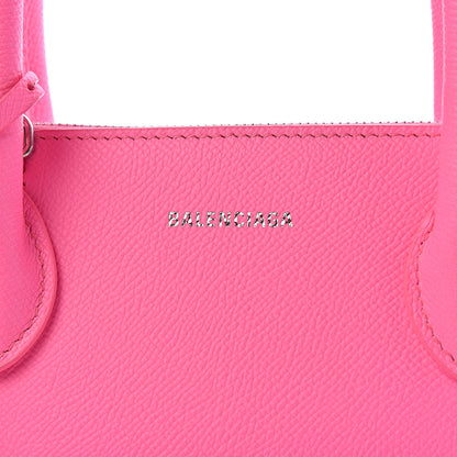 Balenciaga Signature Grained Calfskin Logo S Ville Top Handle Bag Acid Pink Black 9 of 9