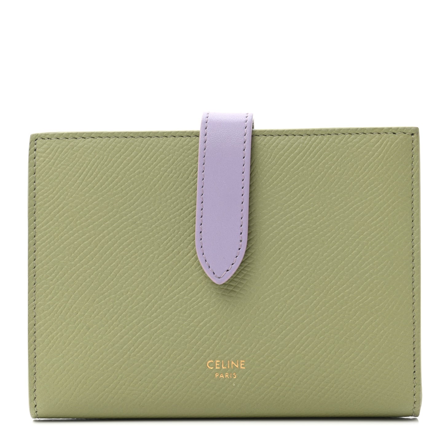 Grained Calfskin Medium Multifunction Strap Wallet Sage Lilas