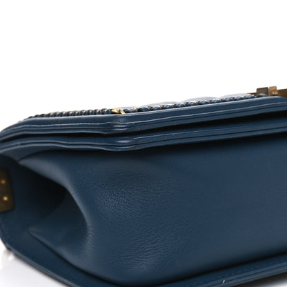 Chanel Calfskin Quilted Medium Top Handle Boy Flap Blue 8 of 13