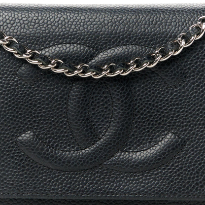 Chanel Caviar Timeless CC Wallet On Chain WOC Black 10 of 12
