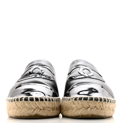 Chanel Goatskin Patent Calfskin CC Espadrille Mules 40 Black 2 of 8