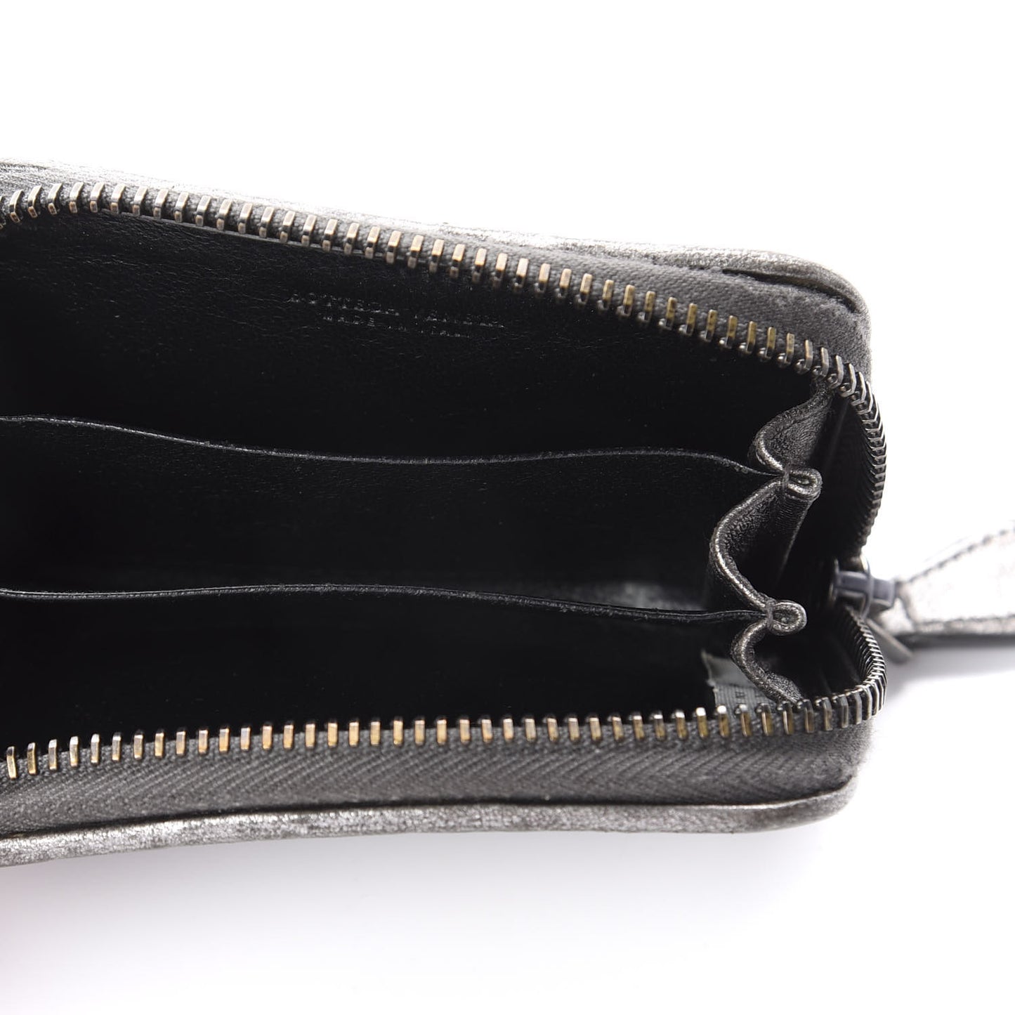 Grosgrain Intrecciato Zip Around Coin Purse Argento
