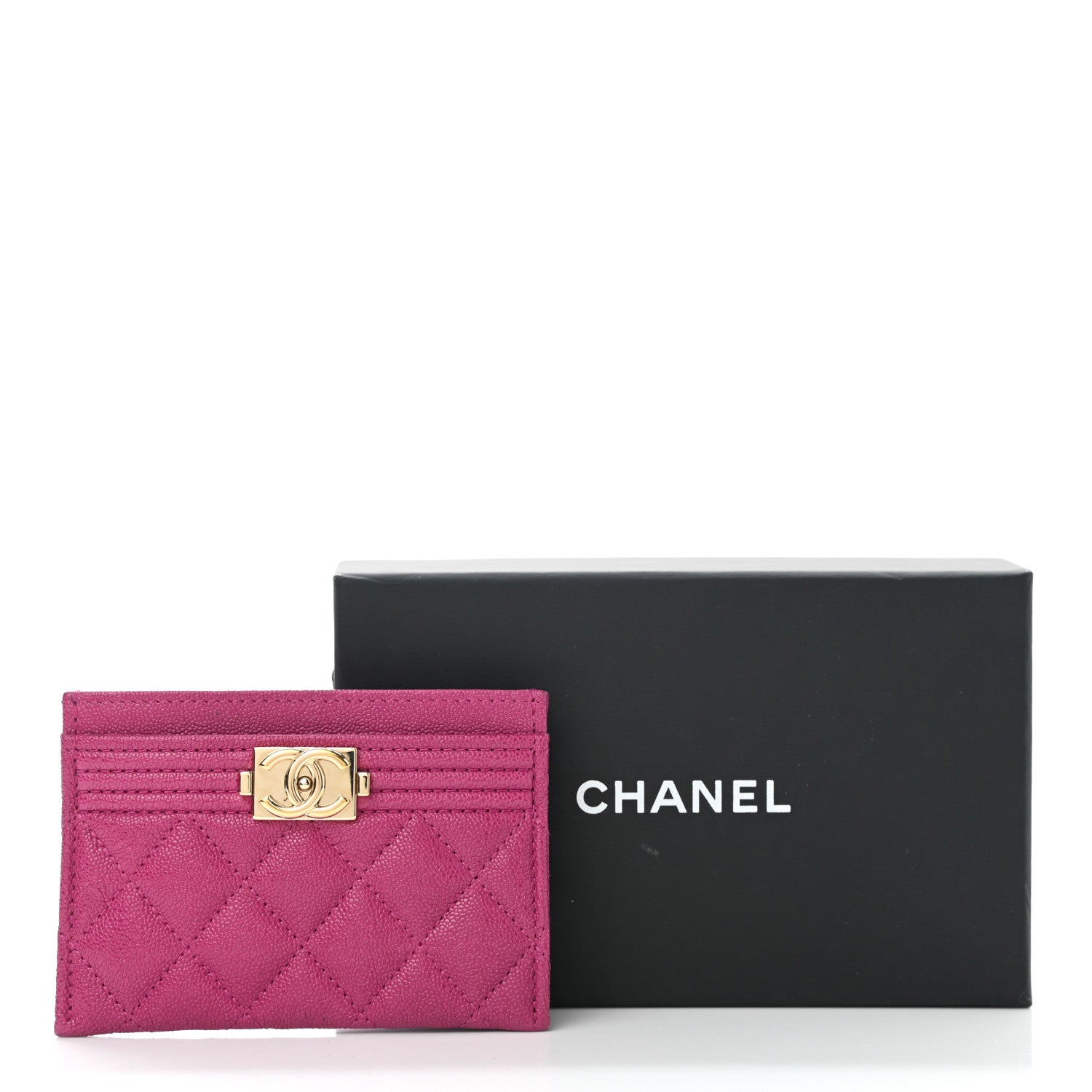 Chanel Caviar Quilted Boy Card Holder Fuchsia 9 of 9